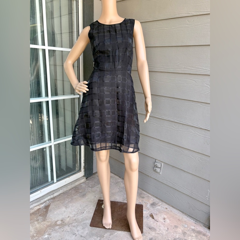 The Limited Black Checkered Fit&Flare Dress